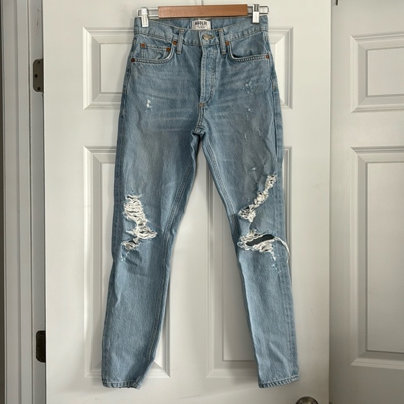 AGOLDE Jamie High Rise Classic Jeans Distressed Ever More Size 24 Light Wash - Picture 4 of 14
